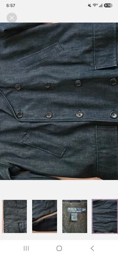 Polo by Ralph Lauren Men's Blue Denim Pea Coat Quilted Lined Button XL image 7