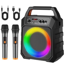 2BRLM-S15-1 Karaoke Machine with Dual Microphones, Portable Bluetooth Spe