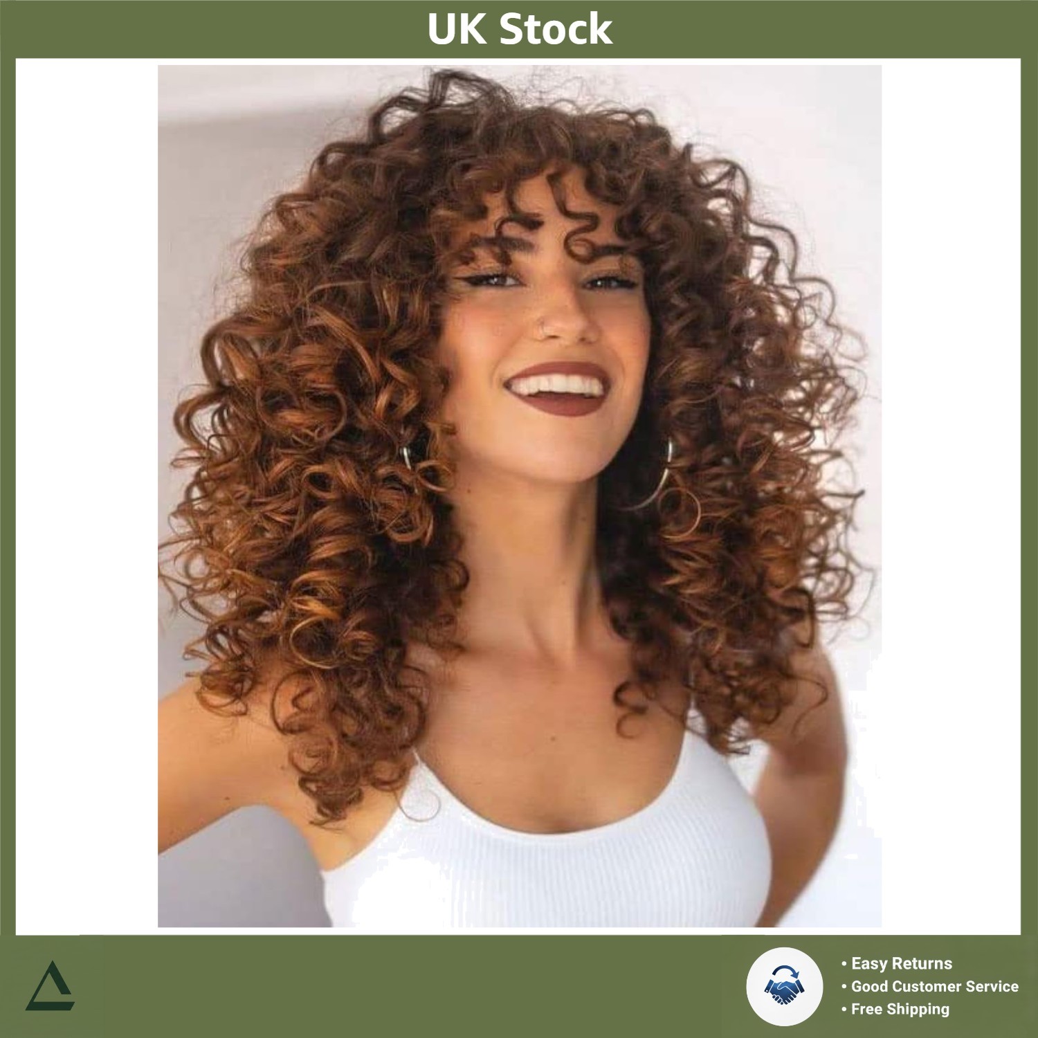 Chic Ombre Brown Curly Shag Wig With Bangs - 17 Inch