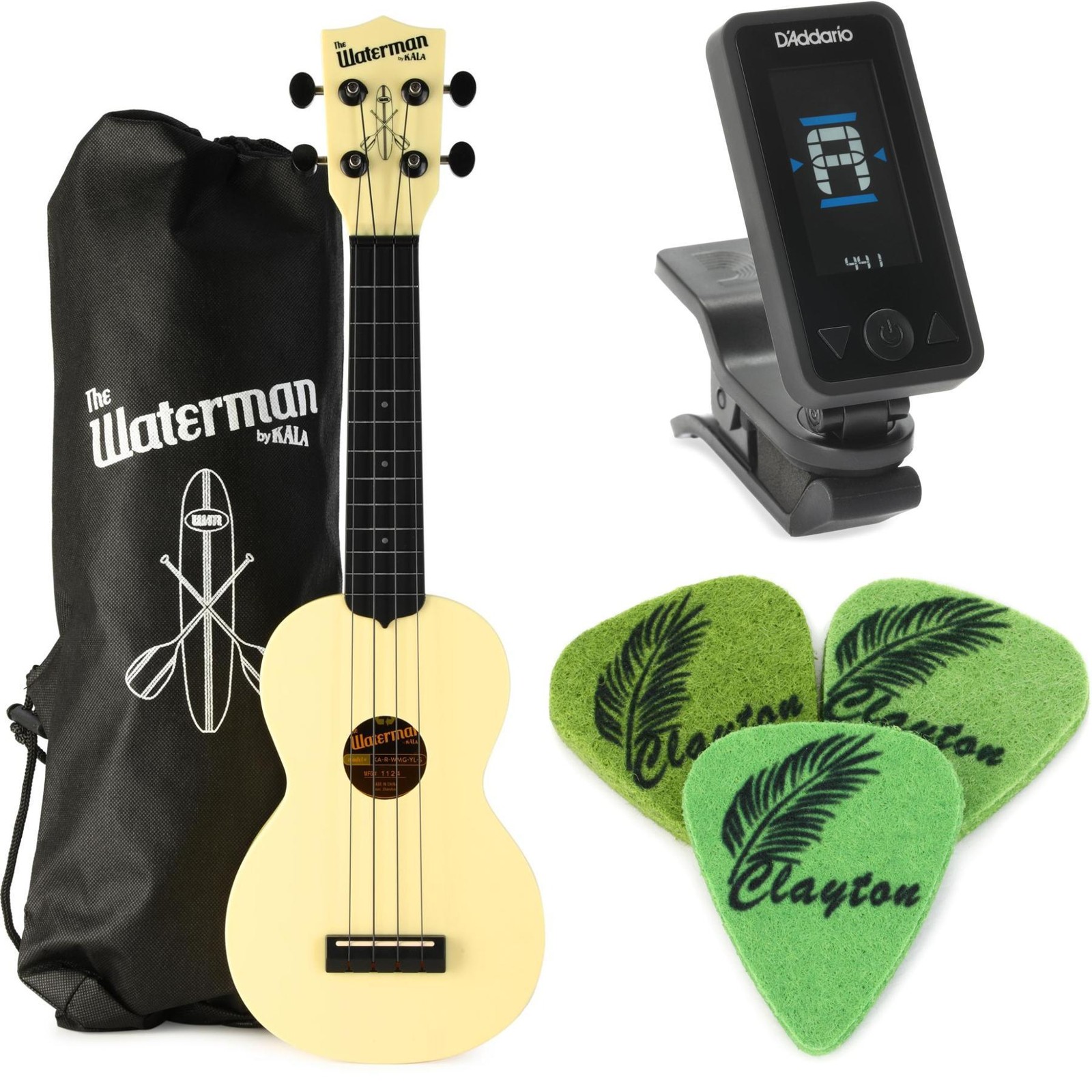 Комплект Kala The Waterman Soprano Ukulele Essentials Bundle - Звездно-желтый светящийся в 12290₽