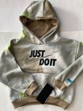 NIKE Boys Fleece Hoodie Pullover Futura logo size 5 6 7 Red Green