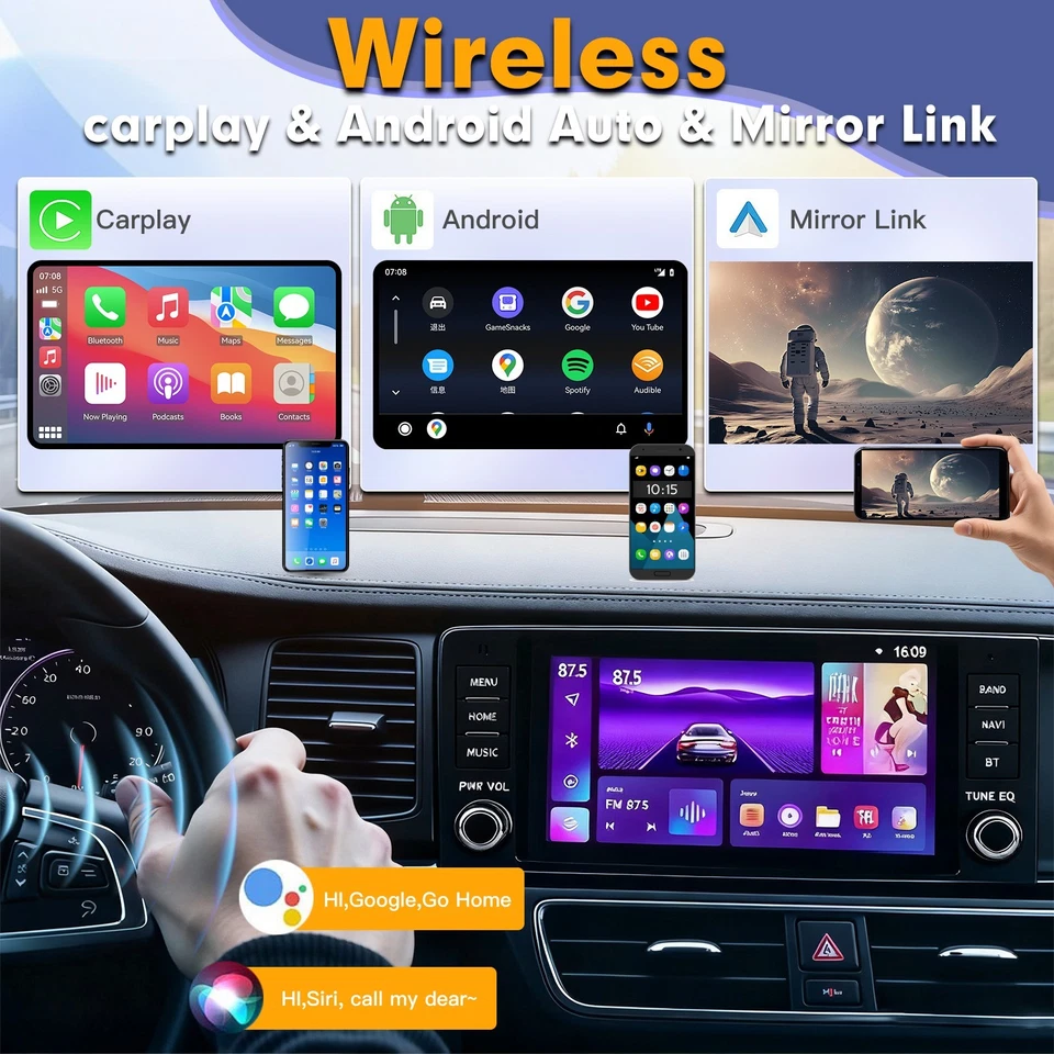 Android 13 Car Stereo 4G+64G 7" Wireless CarPlay Android Auto For Jeep Wrangler - Image 4 of 4