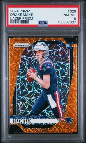 2024 Panini Prizm Rookie Drake Maye #329 Lazer Prizm (RC) PSA 8 🔥 MVP PATS 🔥