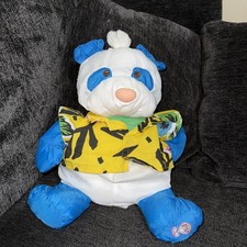 Vtg Fisher Price 1987 Puffalumps Wild Panda Bear W/Outfit Plush Animal