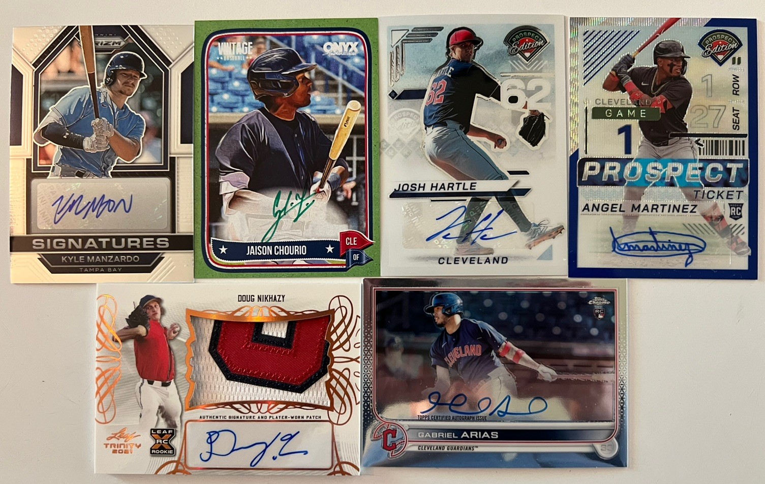 Cleveland Guardians Lot 6 AUTOs PATCH Martinez /75 Manzando Arias Chourio /50!!