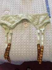 VICTORIAS SECRET LACE GARTER WITH PLAID STRAPS XS NWT