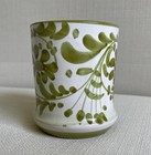 Italian Hand Painted Art Pottery Mug Green Flowers White Tea Coffee Cup Italy — photo 4