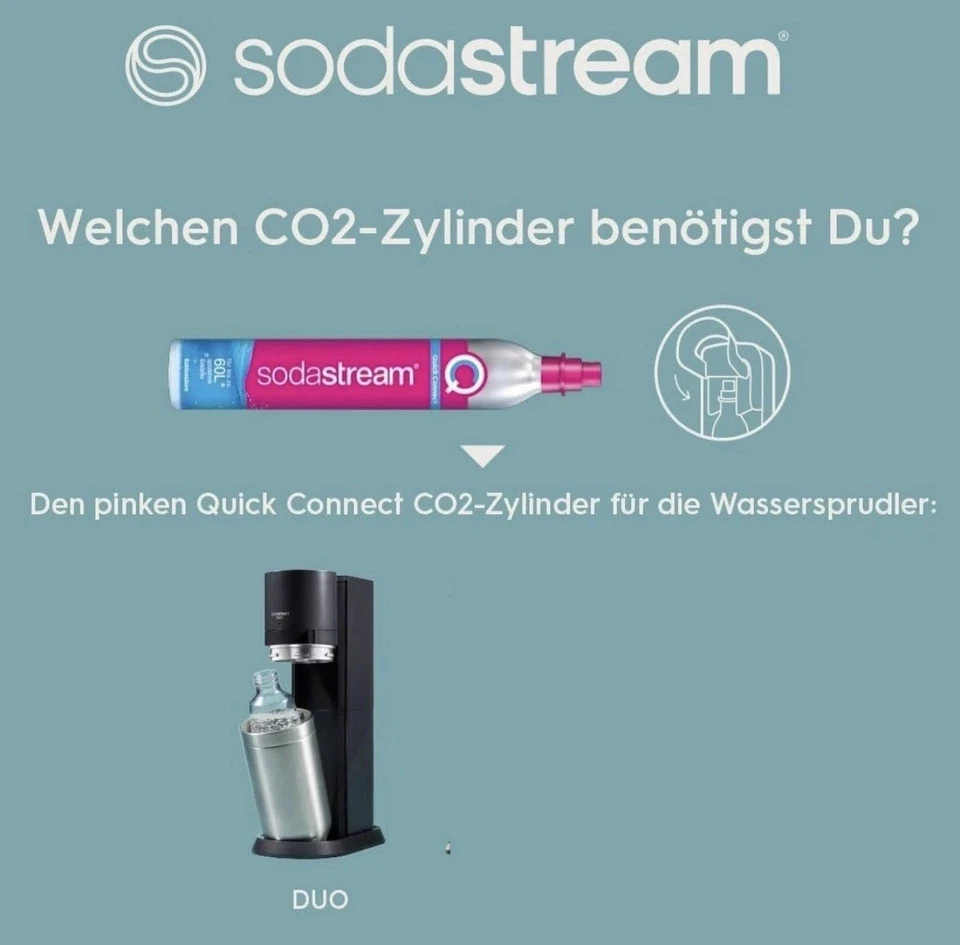 SodaStream Duo Wassersprudler Sprudelmaschine 2 Flaschen 1 Co2 Zylinder Schwarz - Bild 4 von 4