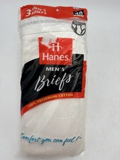 Men's Vintage 1997 Size 40 Hanes 100 Cotton Underwear Briefs Pack Of 3