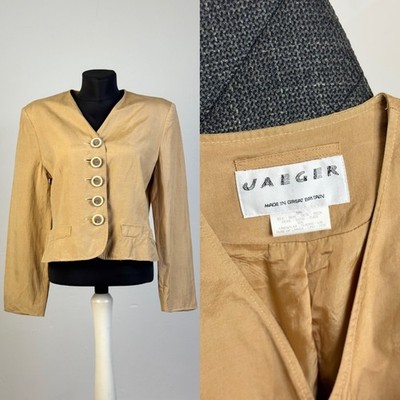 Vintage Jaeger Women s 5 Button Shoulder Pads Linen/Silk Blazer Jacket - UK 12