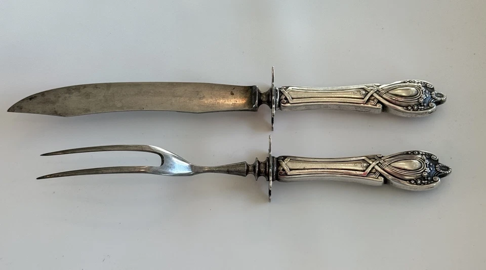 Juego de talla de carne de plata esterlina Monticello by Lunt 2 piezas con acero inoxidable 9 1/2" Foto 3 de 4