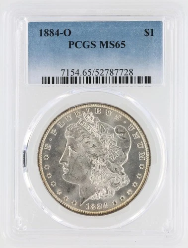 1884-O Morgan Silver Dollar PCGS MS65 S$1 New Orleans Minted chipped holder