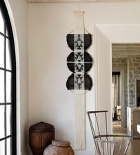 Macrame Wall Hanging black and white Boho Wall Decor Art Living room wall art...