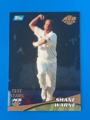 2002 Topps ACB Gold Test Stars Shane Warne Cricket Card