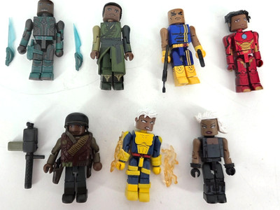 Lot of 7 - Marvel Mini Mates Gabe Jones Strike Force Storm Riri Williams Bishop