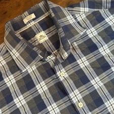 Peter Millar Shirt Mens XL Blue Gray Plaid Button Down Long Sleeve Cotton