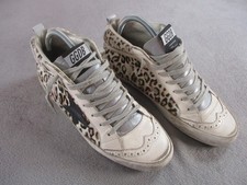 Golden Goose GGDB Mid Star Shoes Women 7 Leopard Pony Hair White Black Mde Italy