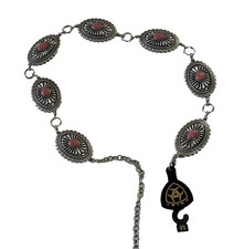 Ariat Western Womens Sz.Medium Oval Concho Pink Silver Chain Link Belt A1515830