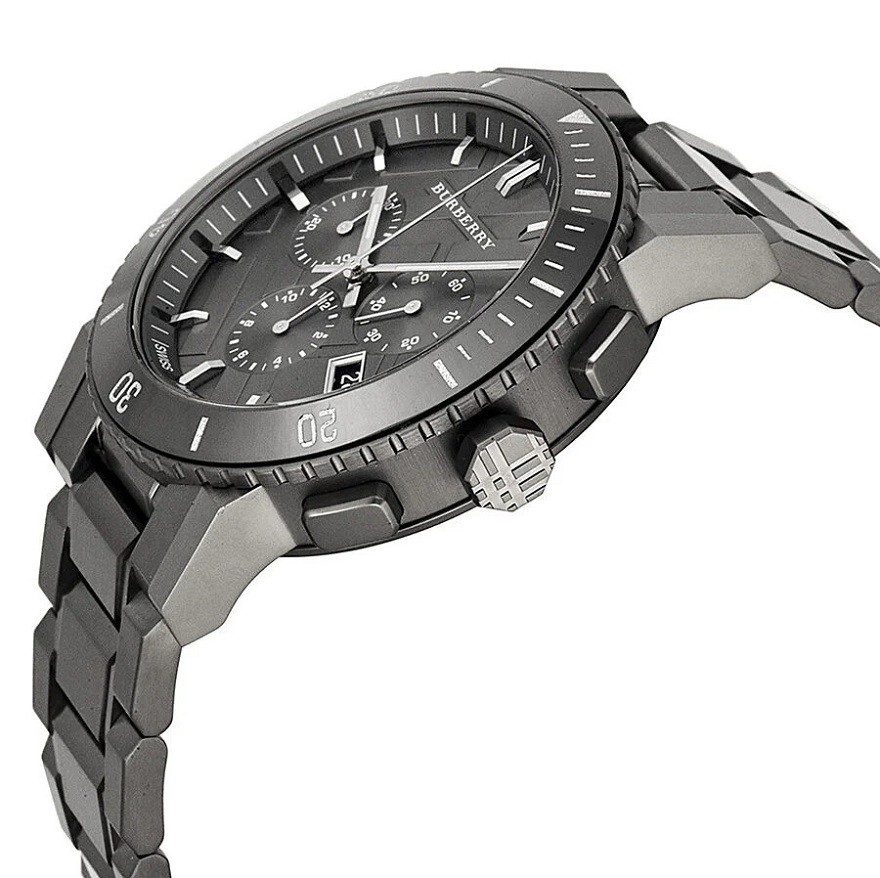 BURBERRY MENS WATCH BU9381 STAINLESS STEEL GREY STRAP WITH GREY