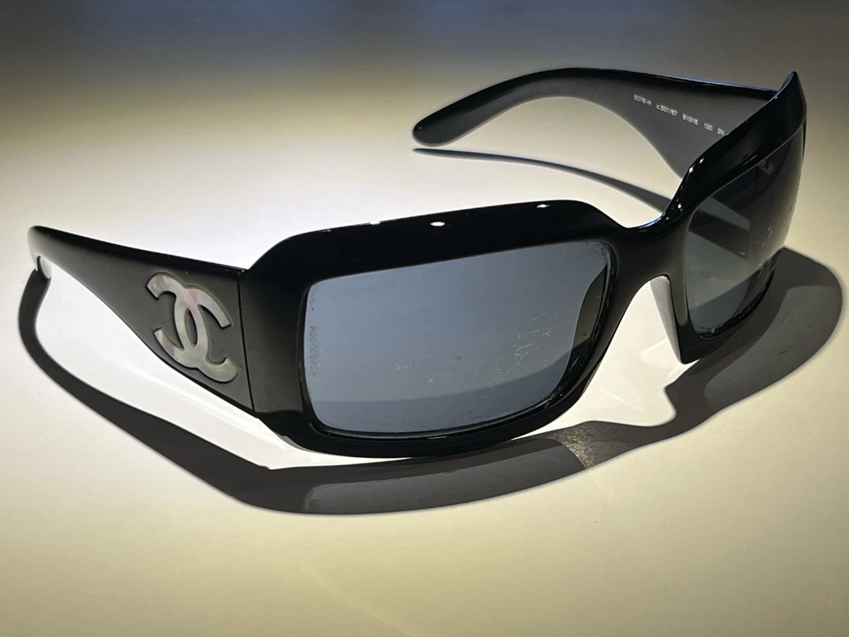 CHANEL Elegant Black Sunglasses with Case, NEW, worn once CHANEL Sunglasses: Square Sunglasses, acetate & chain  main image 4