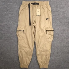 Nike Tech Pants Mens M Tan Cargo Belted Baggy Loose Lightweight Performance NEW