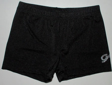 GK Elite SHORTS Leotard BLACK RHINESTONE LOGO Gymnastics Bar Size Adult XS AXS