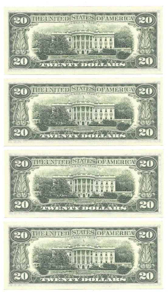 1981A $20 SAN FRANCISCO FRNs. 4 Consecutive, Crisp & UNCIRCULATED Banknotes. - Image 2 of 2