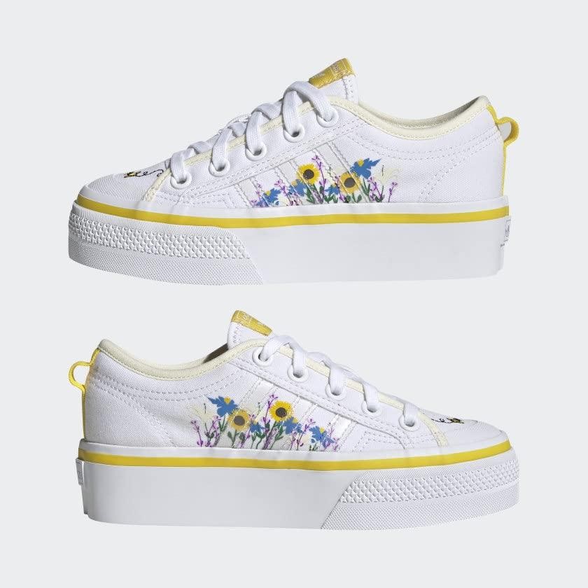 Adidas Kids Nizza Platform Shoes, White thumbnail 6