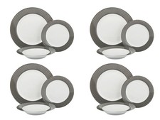 Bitossi Home Servizio Piatti 12 Pezzi Porcellana Millerighe Grigio Sconto 70%