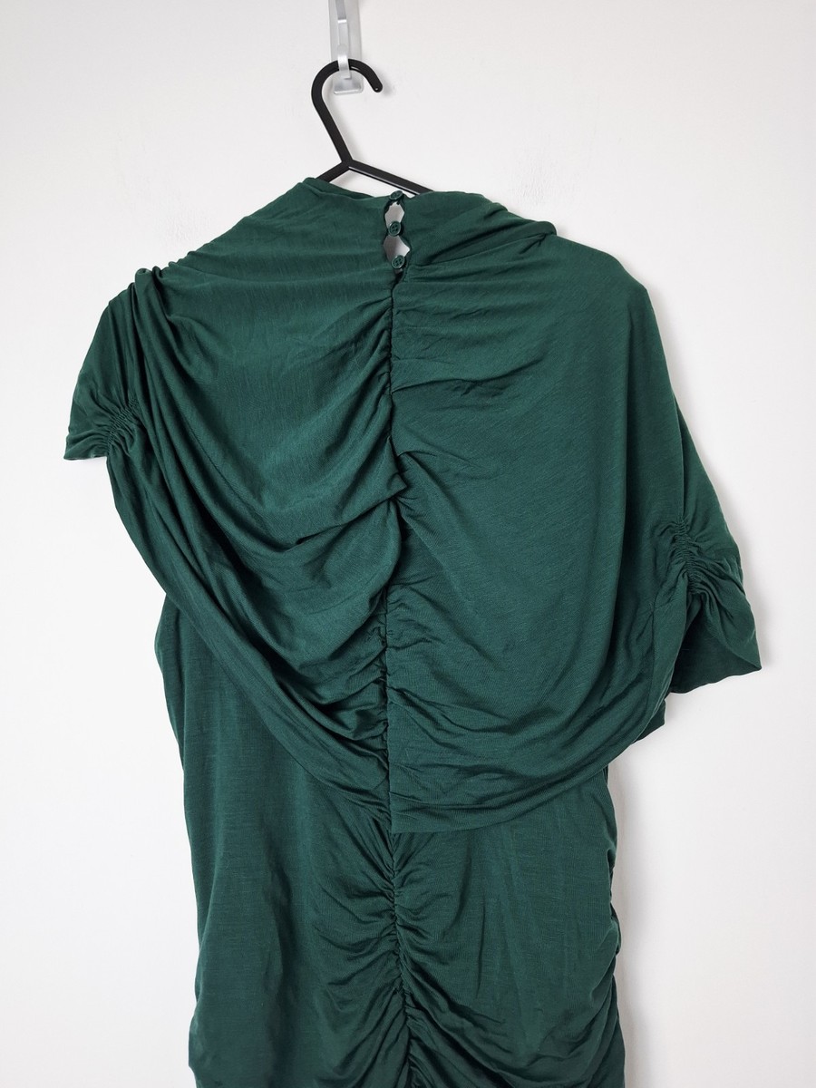 Reiss Azure Stretch Lyocell Ruched Midi Dress, Dark Green - Size 12 | eBay