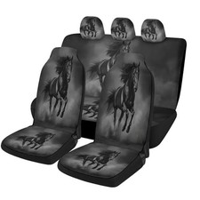 Horse Pattern Car Seat Covers Trendy Universal Car Full Set Black Horse Gallop Horse Pattern Car Seat Covers Trendy Universal Car Full Set Black Horse Gallop