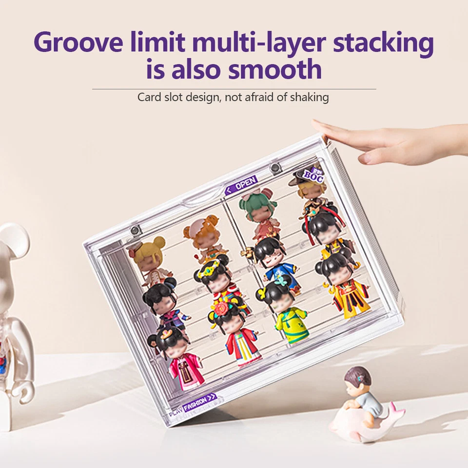 3-уровневая акриловая витрина стойка штабелируемая пыленепроницаемая прозрачная витрина коробки - Изображение 4 из 4