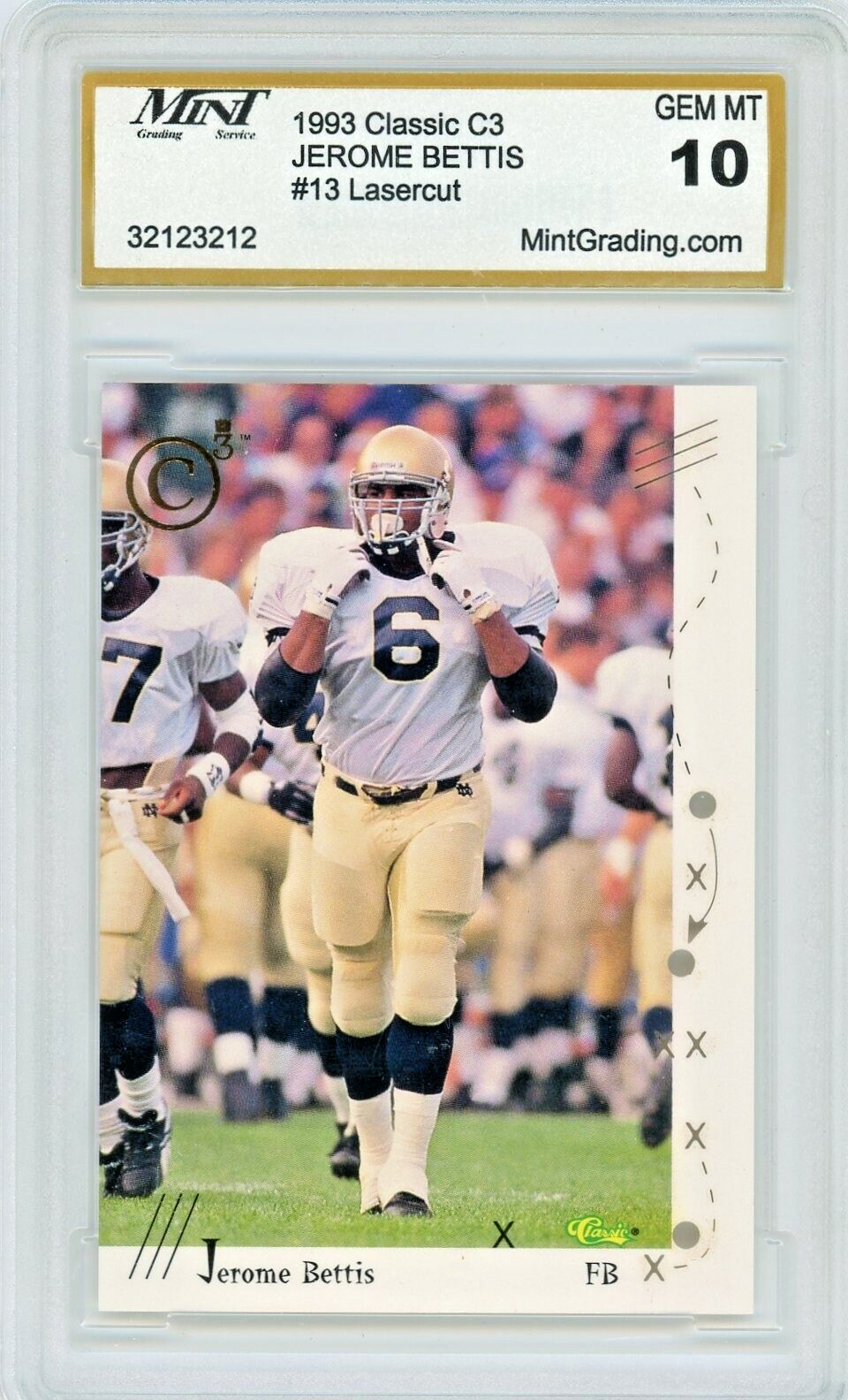 1993 Classic 4 Sport C3 Gold Crown Cut Lasercut Jerome Bettis #13 Rookie RC HOF