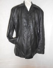 Black Coat Buttons Real Leather Soft  Echtes Leder Men Size L