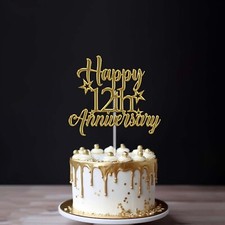 Personalised Mirror Acrylic Happy Anniversary Cake Topper Couple Cake Topper UK