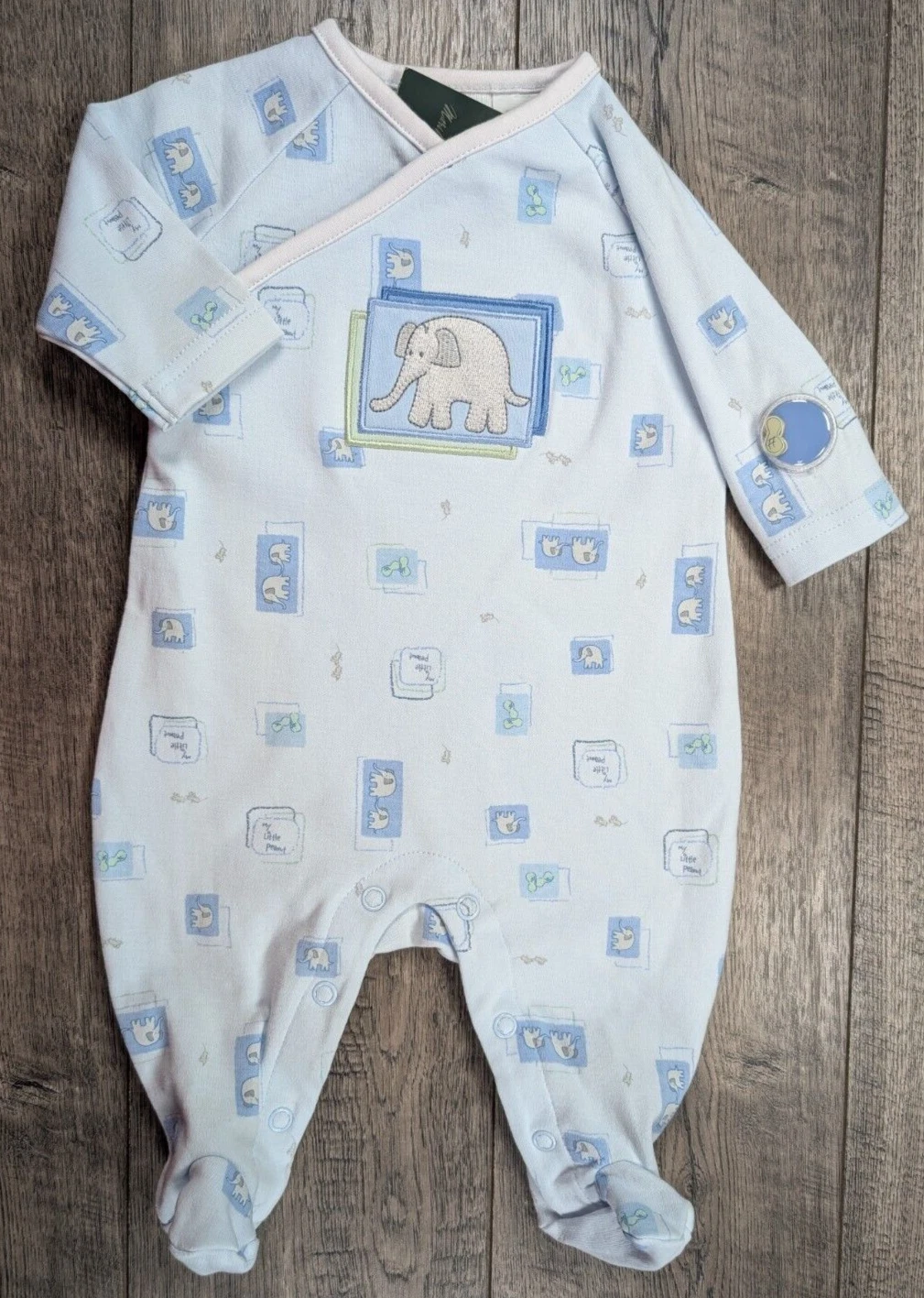 Baby Boy Clothes New Marshall Field's Newborn Blue Elephant Footed Outfit