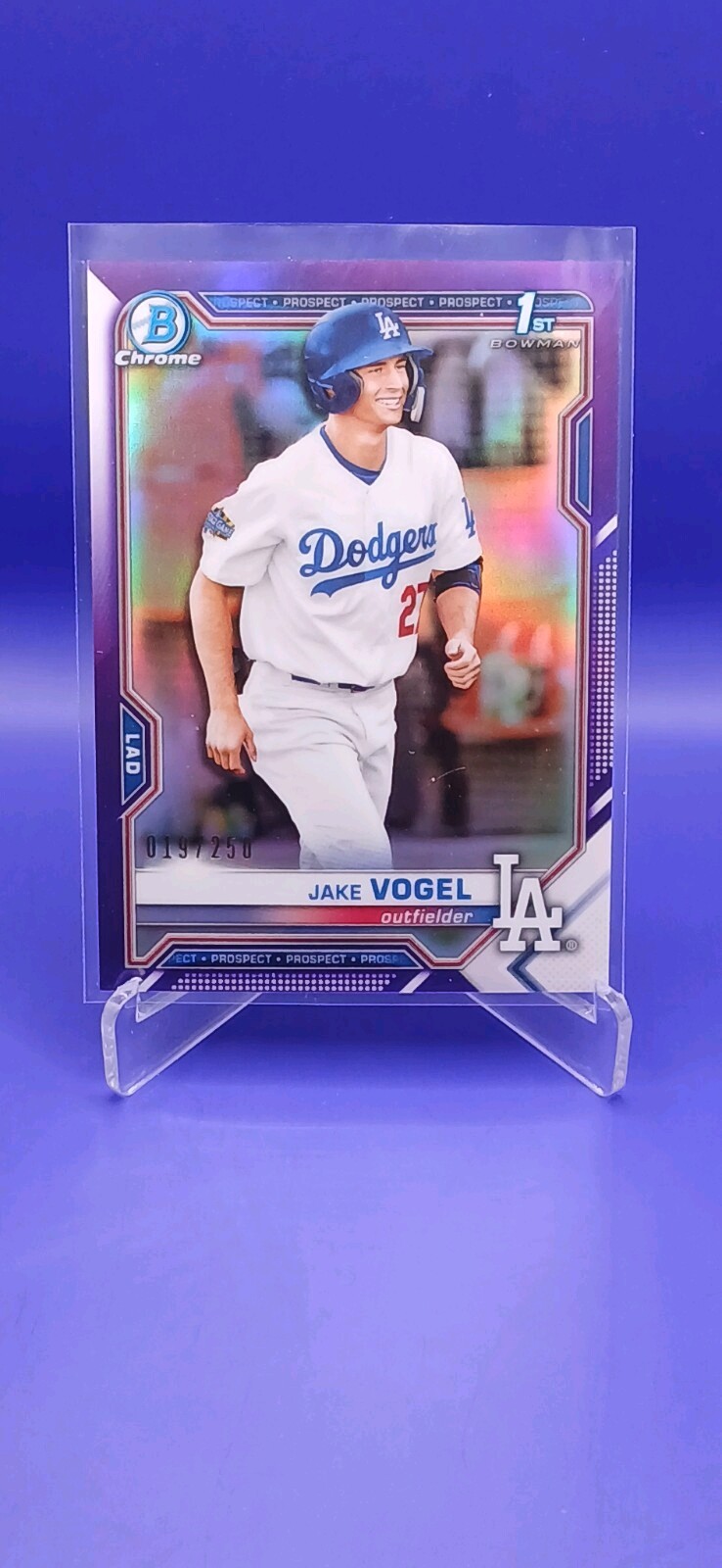 2021 Bowman - Chrome Prospects Purple Refractor #BCP-59 Jake Vogel /250 (RC)