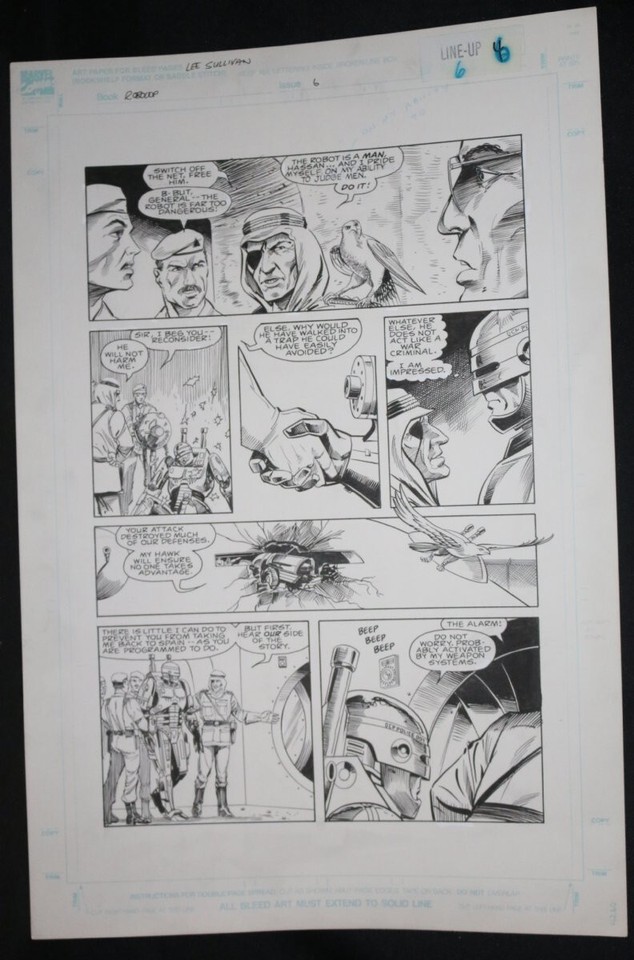 RoboCop #6 p.6 - RoboCop & Abu Dara - 1990 Art By Lee Sullivan Comic Art