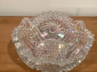 Vintage L.E. Smith Comet In The Stars 7.5” Iridescent Carnival Glass Bowl.
