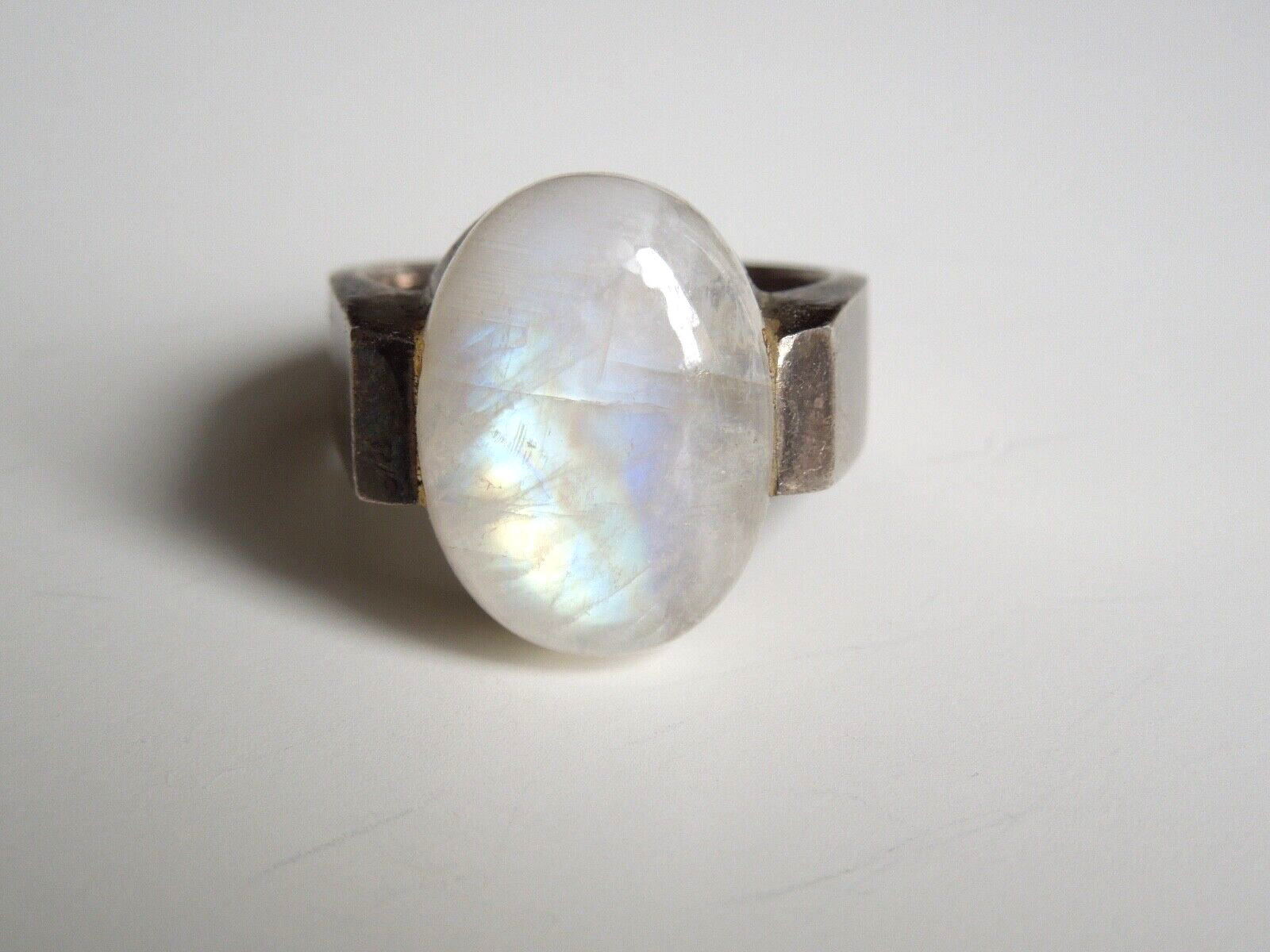 925 Silver Ring Moonstone Cabochon Solid 11.1g / … - image 1