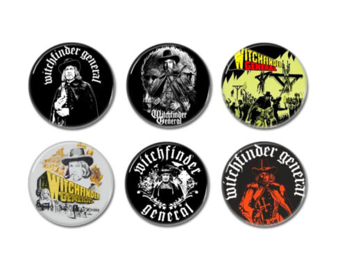 6 x Vincent Price Witchfinder General buttons (25mm, badges, pins, horror) - Zdjęcie 1 z 2
