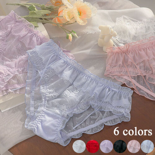 Women's Panties Knickers Lingerie Lace See Through Briefs Mesh Sexy Underwear US