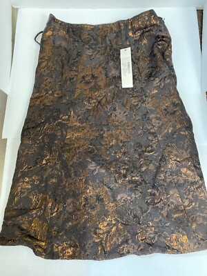 New With Tags Issa & Co Brown Copper Rose Adult Size 6 Skirt With Belt