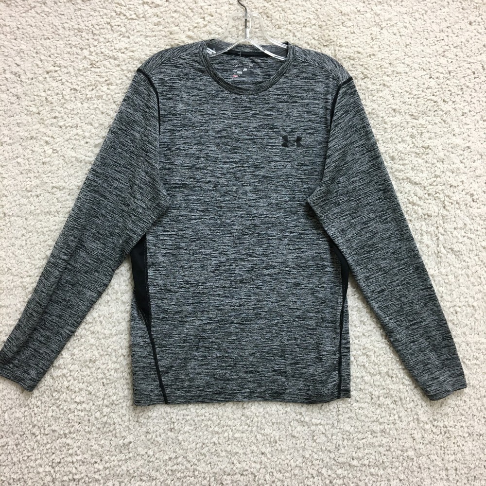 Under Armour Shirt Small Adult Gray Loose Heatgear Crewneck Long Sleeve Mens SM