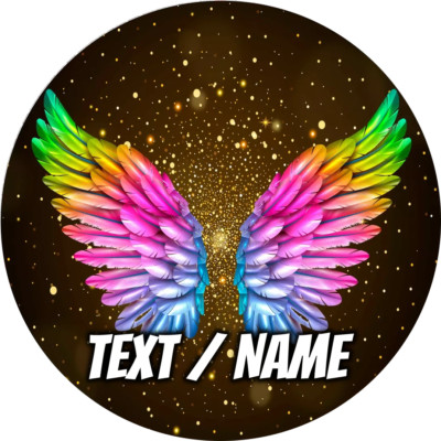 Engelsflügel Tortenaufleger Party Deko essbar individuell personalisiert Name Regenbogen Neu