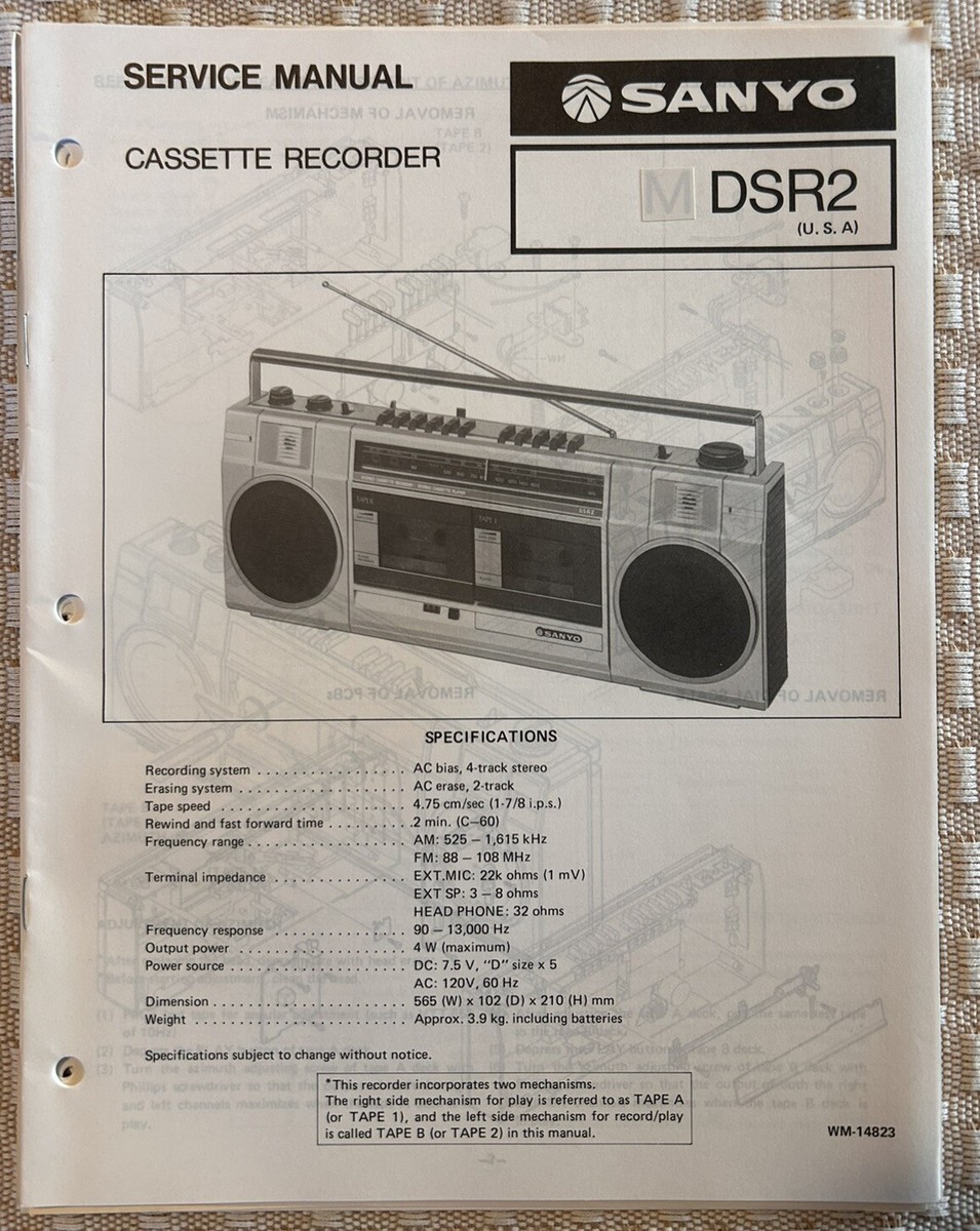 April/85 Sanyo MGP44 Stereo Cassette Player Service Manual | eBay