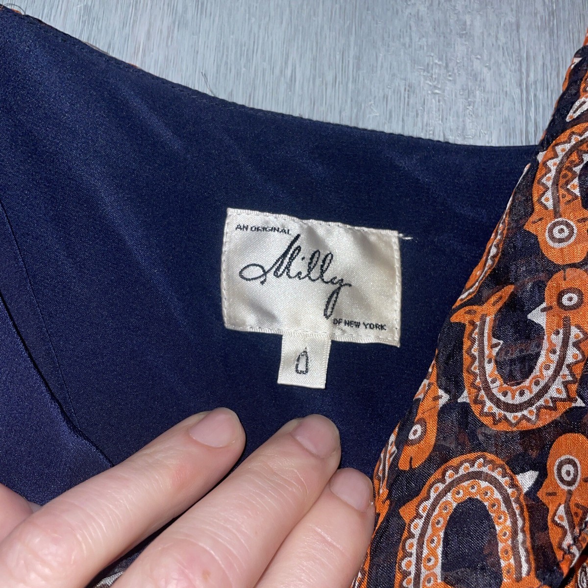 An Original Milly Of New York SZ 0 Fish Print Silk Sleeveless Maxi 