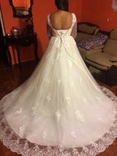 Ivory Women Wedding Dress Bridal Formal Gown Lace Long Sleeve