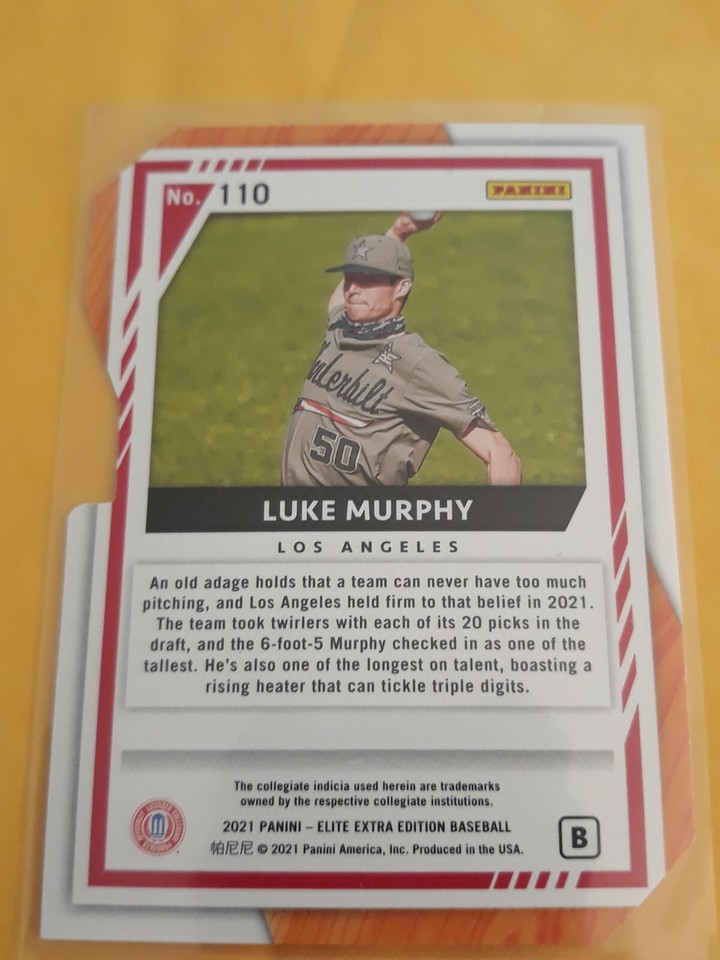 Luke Murphy /113 RED 2021 Elite Extra Edition Prime Numbers Die Cut RC