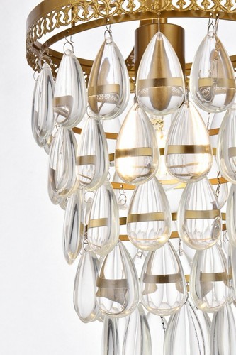 Crystal Pendant Brass Color Light Fixture Kitchen Island or Dining Room Lighting - Picture 7 of 9